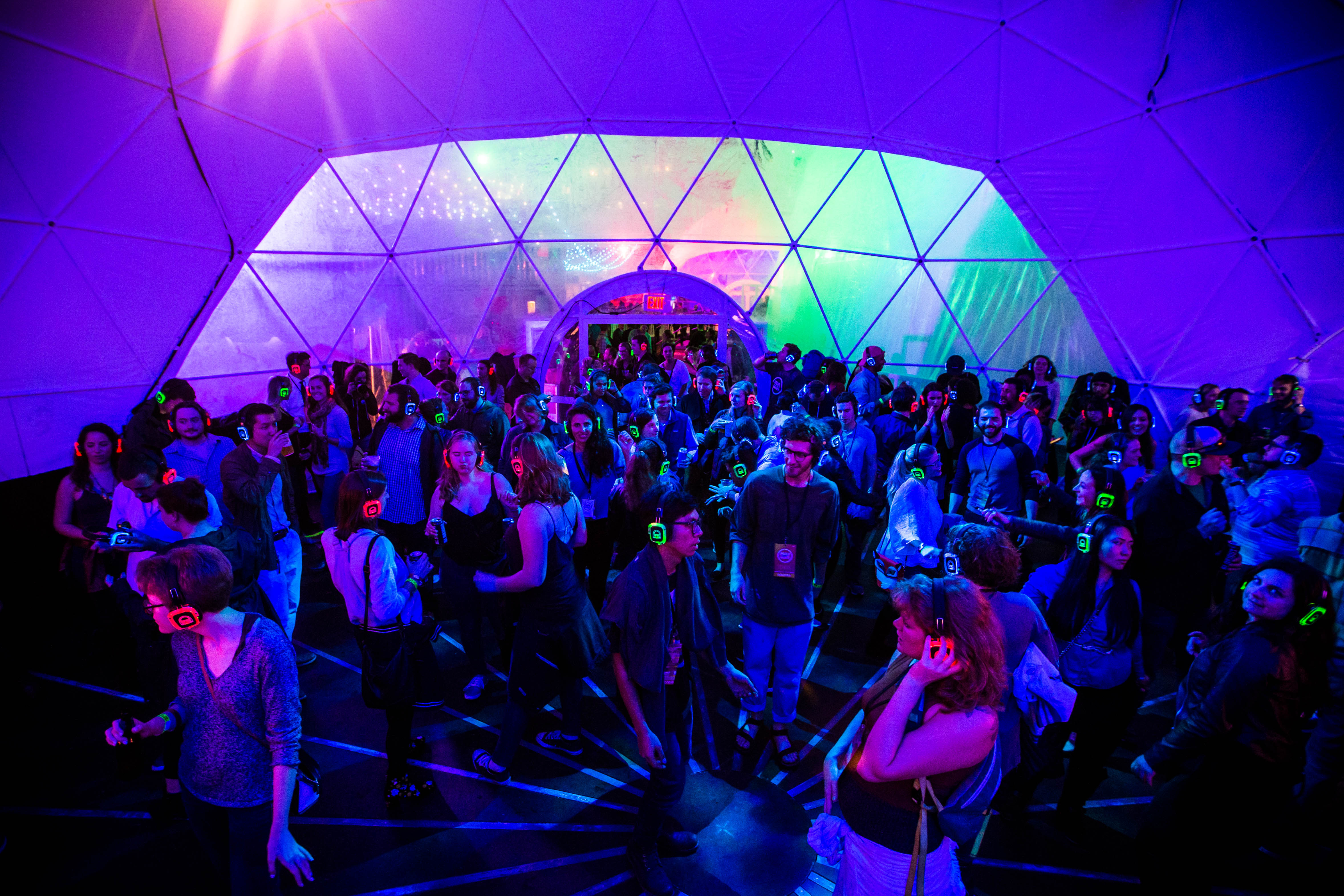 Blue Dome Silent Disco Dancing